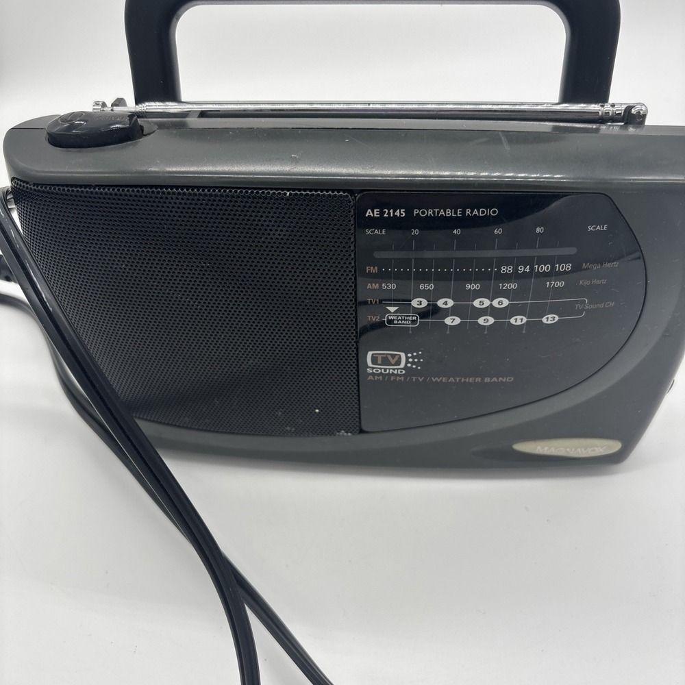 Magnavox AE2145 Portable AM FM TV Weather Radio Black . Tested And‎ Working. - Picture 2 of 15